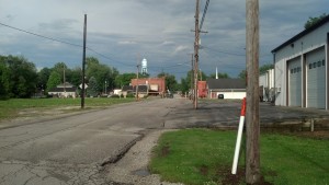Indiana State Highway 2 bypasses Main Street, seen here, in tiny Westville. (Photo by Michael E. Grass)